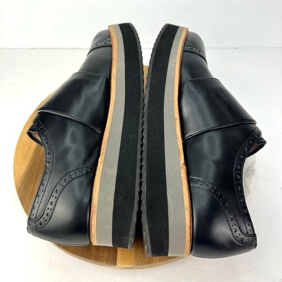 EUC Halogen Black Leather Cap Toe Platform Monk Strap Oxford Shoes Size 8.5 - Picture 5 of 10